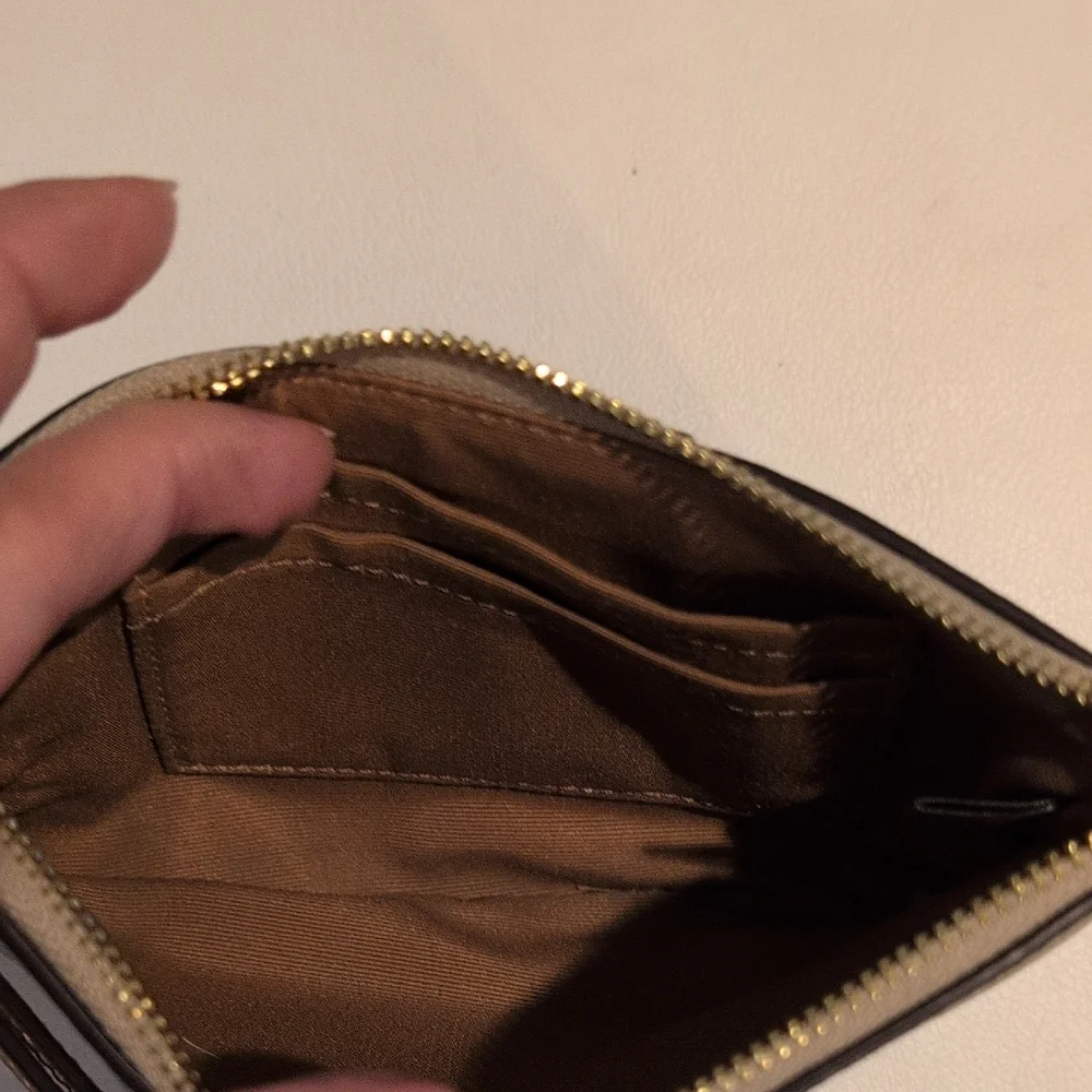 Coach Tan and Brown Signature Wristlet